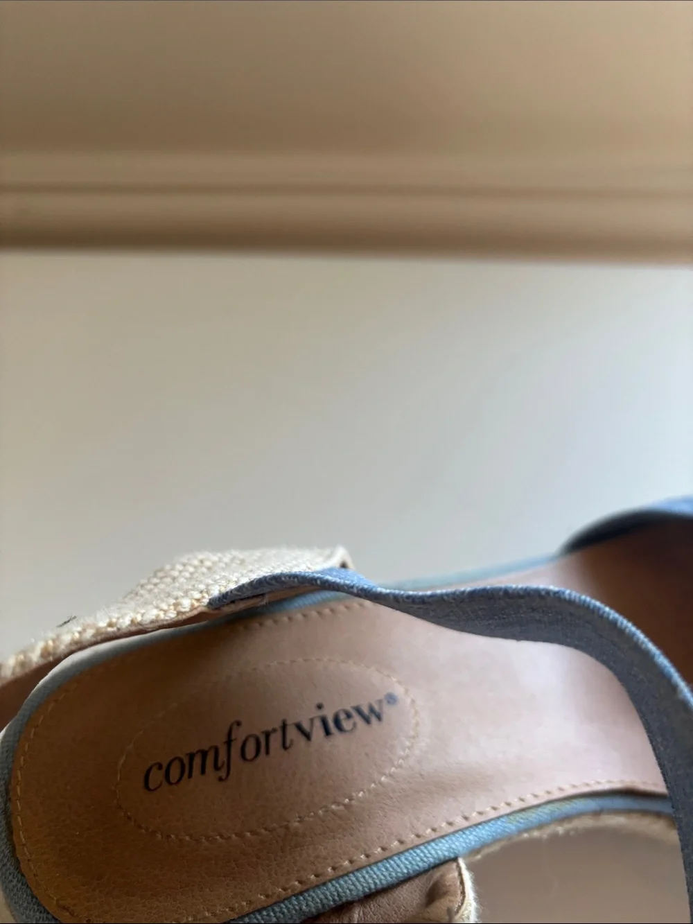 comfortview Chambray Blue Espadrille Wedge Sandals
